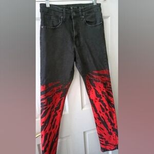 Men's Skinny Jeans in Black and Red